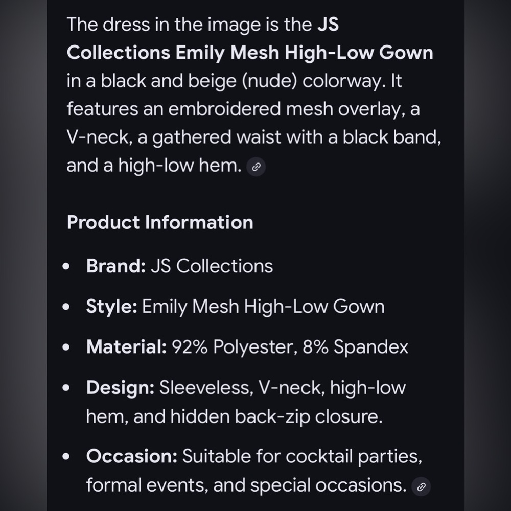 NWT JS COLLECTIONS SZ 4 BLACK/NUDE THE EMILY GOWN High Low Silhouette #86111881 - Picture 12 of 14